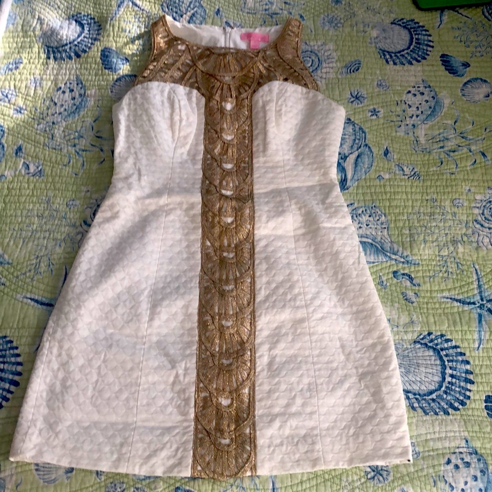 White and gold Lilly Pulitzer dress. Size 0